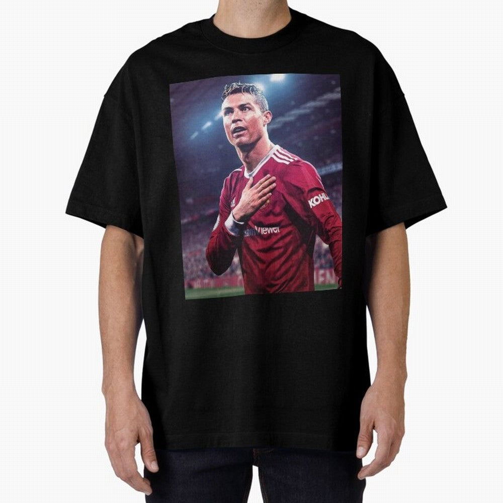Cristiano Ronaldo New Oversized T-Shirt Capture the FIFA World Cup 2026 Group Stage Journey through Haaland and Mbappe Highlights, Argentina and Brazil Pride, Worldwide Fan Energy, Dramatic Goals, Stadium Lights and Championship Celebrations; Great