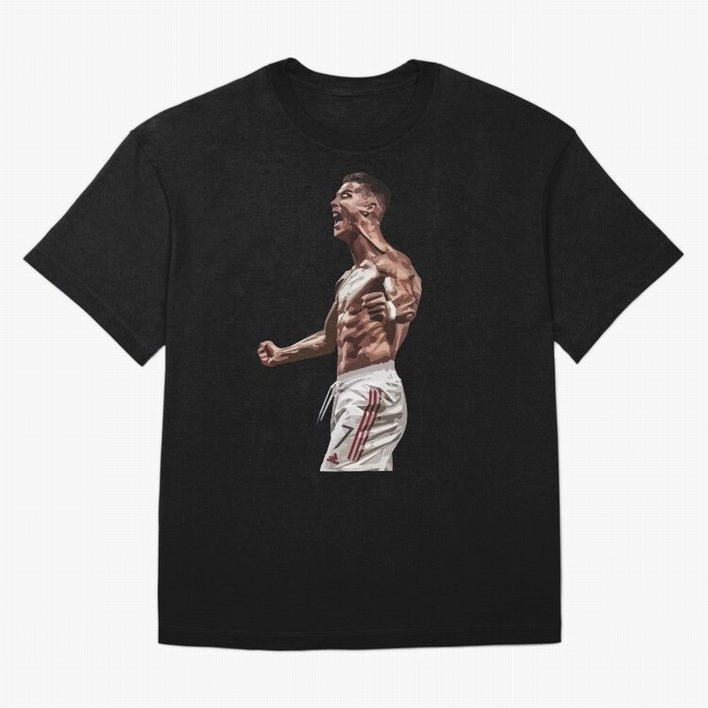 Cristiano Ronaldo - Celebration - CR7 - Black Oversized T-Shirt Share Match Day Hype around FIFA World Cup 2026 Group Stage, Messi and Cristiano Ronaldo, Brazil, Portugal and Argentina, Goal Celebration Energy, Supporter Heritage, Football Icons