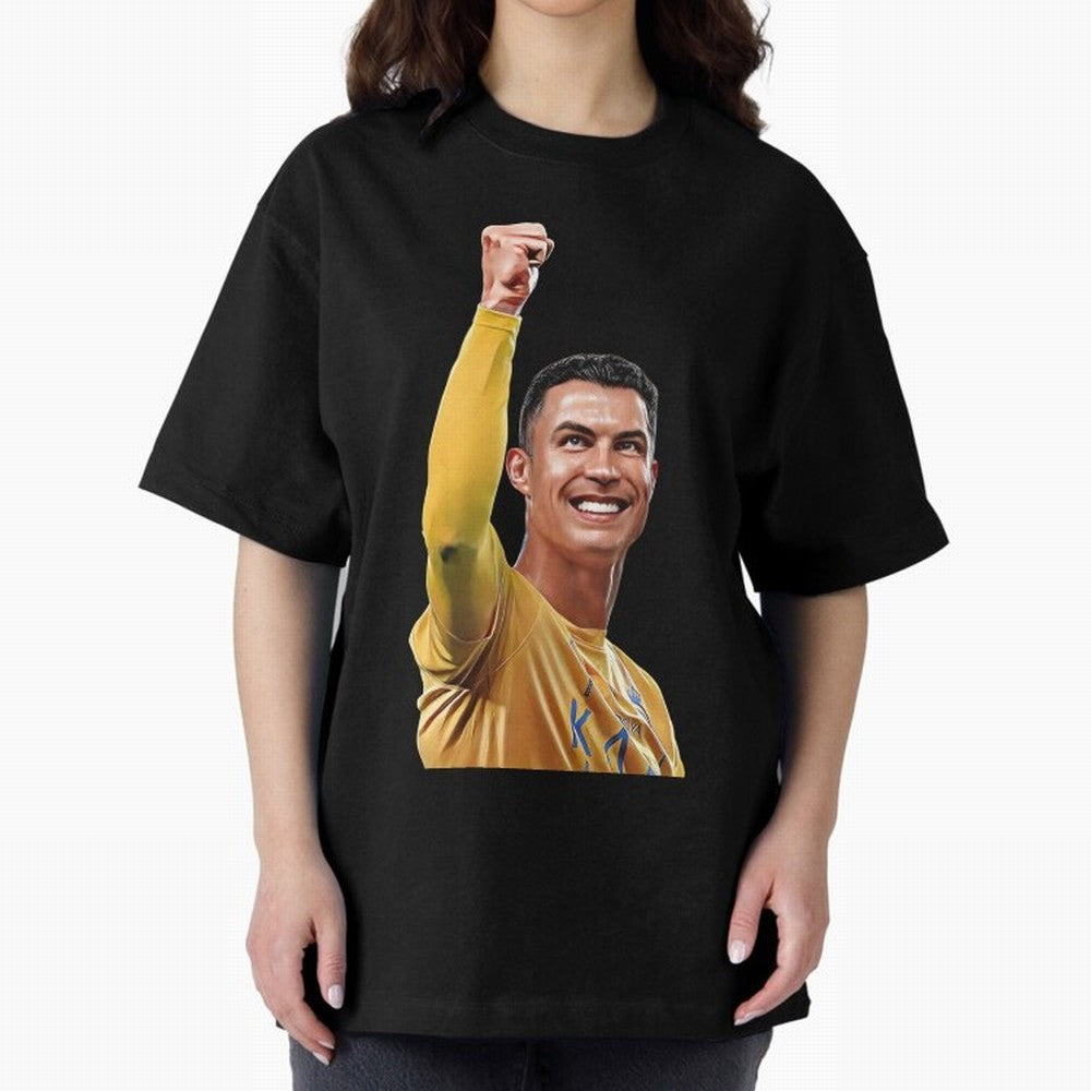 Cristiano Ronaldo - CR 7 Celebration Oversized T-Shirt Build Match Day Hype around FIFA World Cup 2026 USA Canada Mexico, Mbappe and Neymar, Germany, Football Festival Excitement, Trophy Ambitions, Country Rivalries and Star Player Buzz; Built for