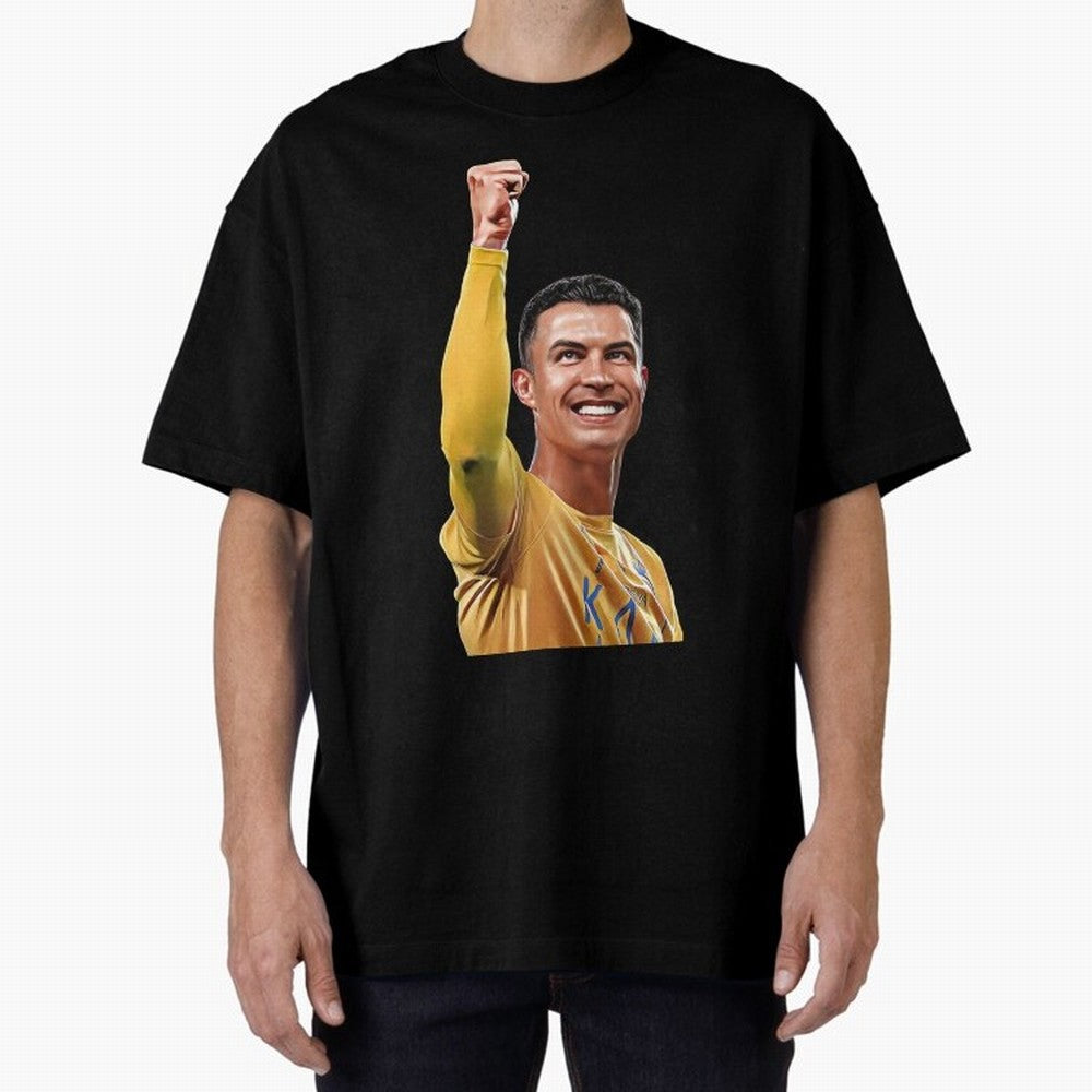 Cristiano Ronaldo - CR 7 Celebration Oversized T-Shirt Build Match Day Hype around FIFA World Cup 2026 USA Canada Mexico, Mbappe and Neymar, Germany, Football Festival Excitement, Trophy Ambitions, Country Rivalries and Star Player Buzz; Built for