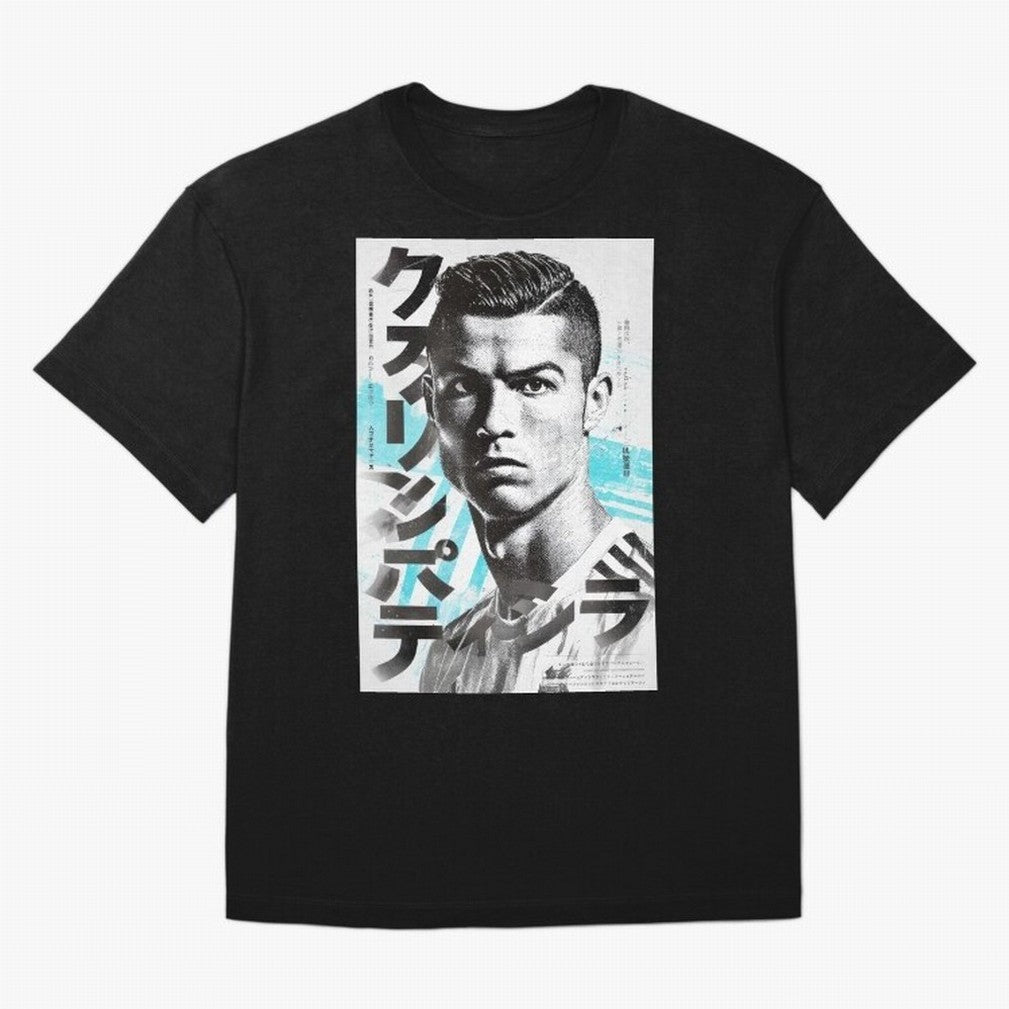 Cristiano Japanese Poster Oversized T-Shirt Relive the Noise and Pride of FIFA World Cup 2026 Driven by Messi, CR7 and Mbappe, Germany Energy, Classic Soccer Heritage, Championship Pressure, Fan Loyalty and International Pride; Great for Supporters