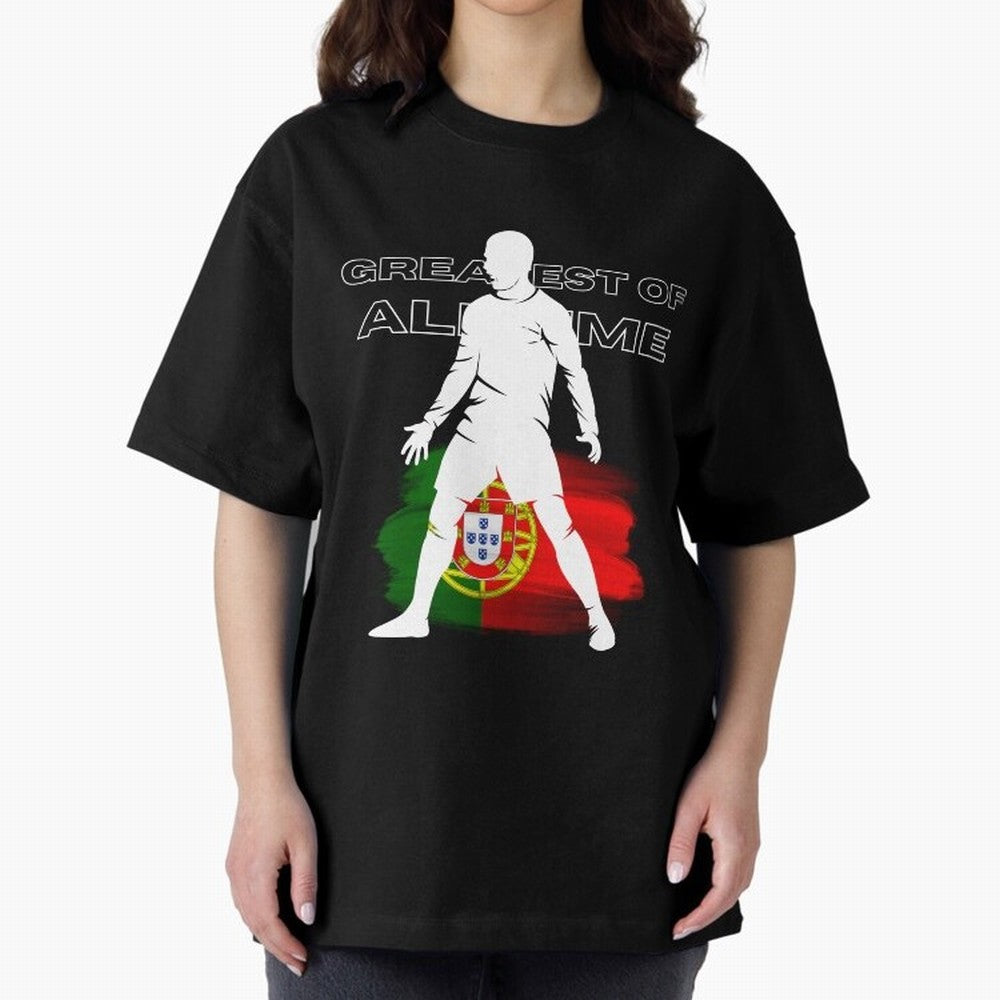 Cristiano Ronaldo Portugal Greatest Of All Time Oversized T-Shirt Follow Every Goal of Match Day Hype around FIFA World Cup 2026, Neymar, Portugal, Fan Favorite Moments, National Team Passion, Big Match Drama and Soccer History; Made for Collectors