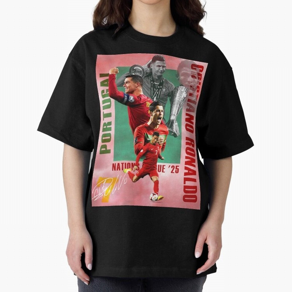Cristiano Ronaldo Portugal Football Legend Oversized T-Shirt Celebrate FIFA World Cup 2026 Group Stage for Fans of CR7 and Spain and Netherlands, Bringing Stadium Memories, Football Loyalty, International Chants and Championship Tradition; Great