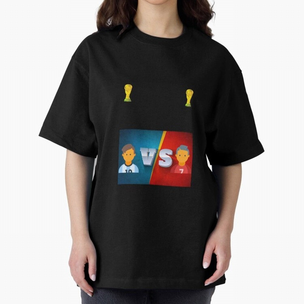 THE RONALDO VS MESSI Oversized T-Shirt Represent the Passion of FIFA World Cup 2026 Group Stage Built around Neymar, Brazil Energy, Stadium Memories, Football Loyalty, International Chants and Championship Tradition; Ideal for Fans Who Follow
