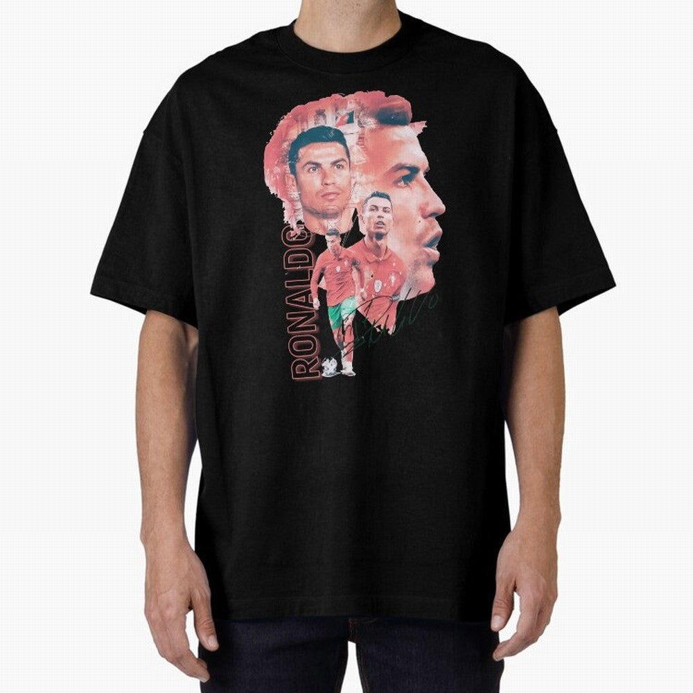 Cristiano Ronaldo Design Oversized T-Shirt Follow FIFA World Cup 2026 Group Stage Celebrating Haaland and Mbappe, England and Germany Energy, Retro Football Energy, Iconic Rivalries, Trophy Chase Drama and Stadium Atmosphere; Ideal for Football