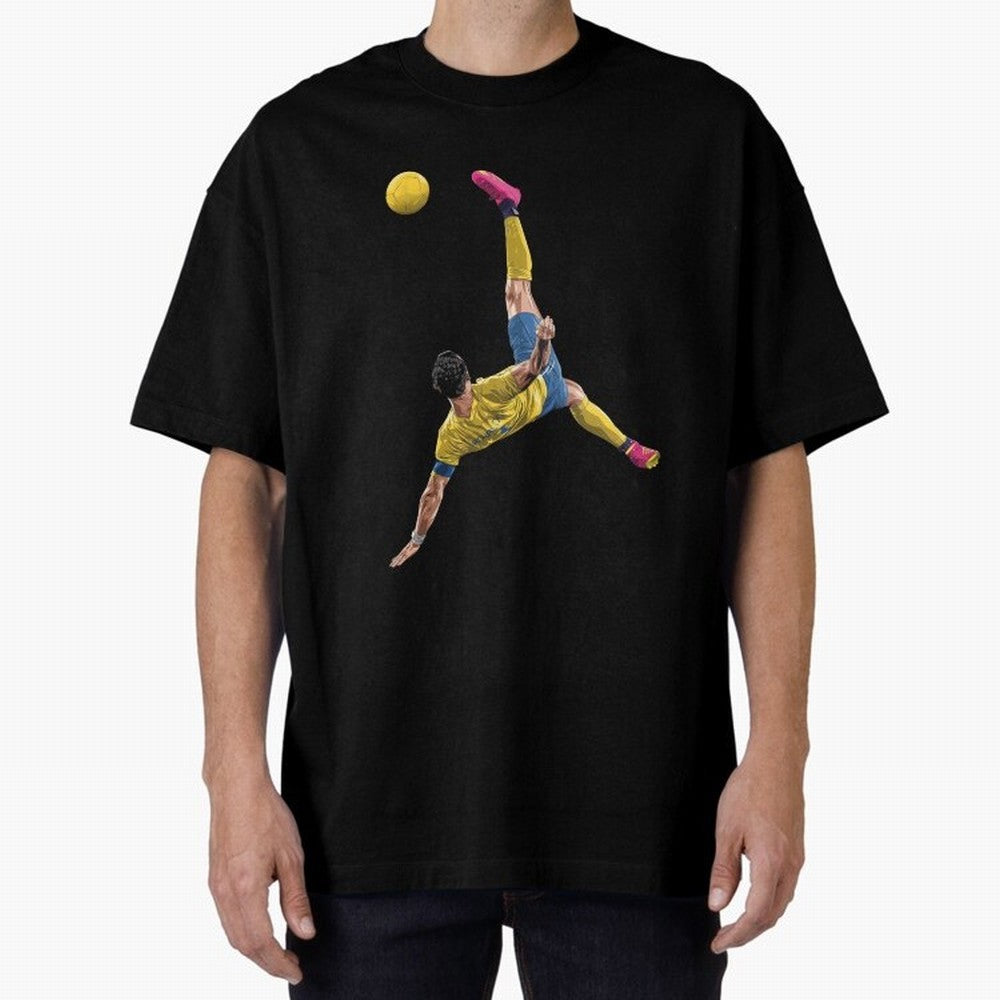 CRISTIANO RONALDO BICYCLE KICK GOAL AL NASSR Classic Oversized T-Shirt Celebrate Supporters United by Global Football Passion for FIFA World Cup 2026, with Haaland and Mbappe, England and Germany, Sports Nostalgia, International Competition, Famous
