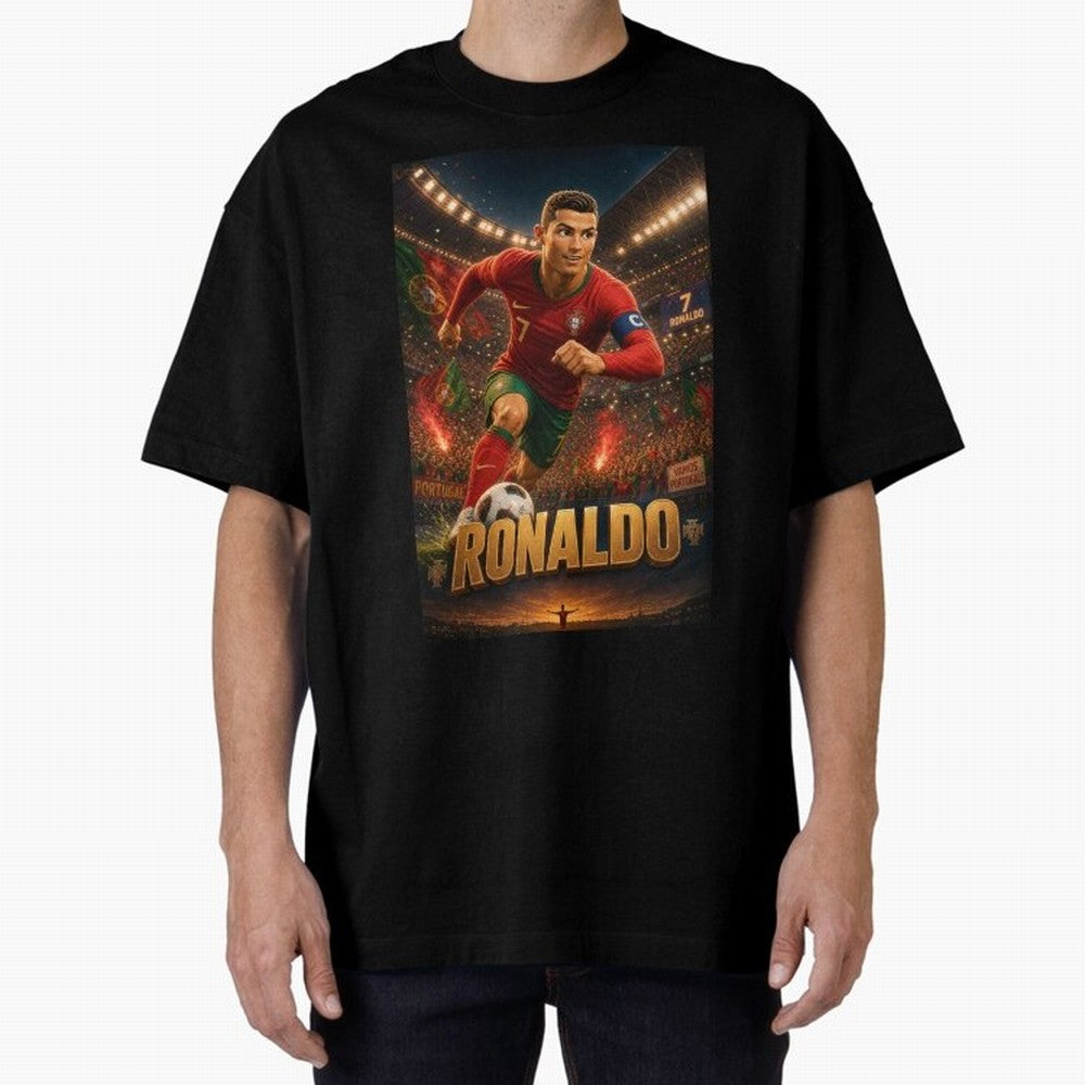 Ronaldo Oversized T-Shirt Join Supporters Worldwide for FIFA World Cup 2026 USA Canada Mexico for Fans of CR7 and Messi and England, Bringing Goal Celebration Energy, Supporter Heritage, Football Icons and Worldwide Tournament Joy; Ideal for