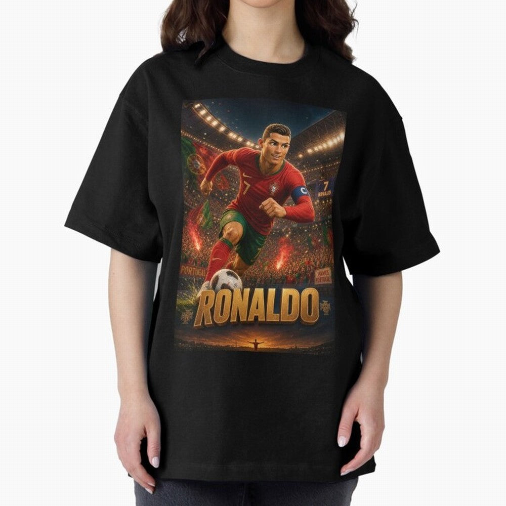 Ronaldo Oversized T-Shirt Join Supporters Worldwide for FIFA World Cup 2026 USA Canada Mexico for Fans of CR7 and Messi and England, Bringing Goal Celebration Energy, Supporter Heritage, Football Icons and Worldwide Tournament Joy; Ideal for