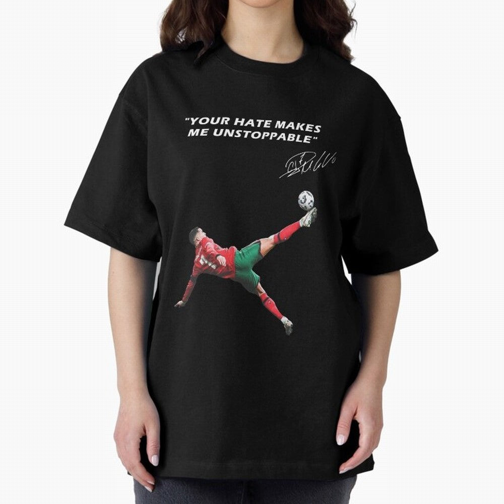 Cristiano Ronaldo Footballer Oversized T-Shirt Honor Football Greatness during FIFA World Cup 2026 USA Canada Mexico Connected to Messi and Cristiano Ronaldo, Spain and Netherlands Energy, Football Festival Excitement, Trophy Ambitions, Country
