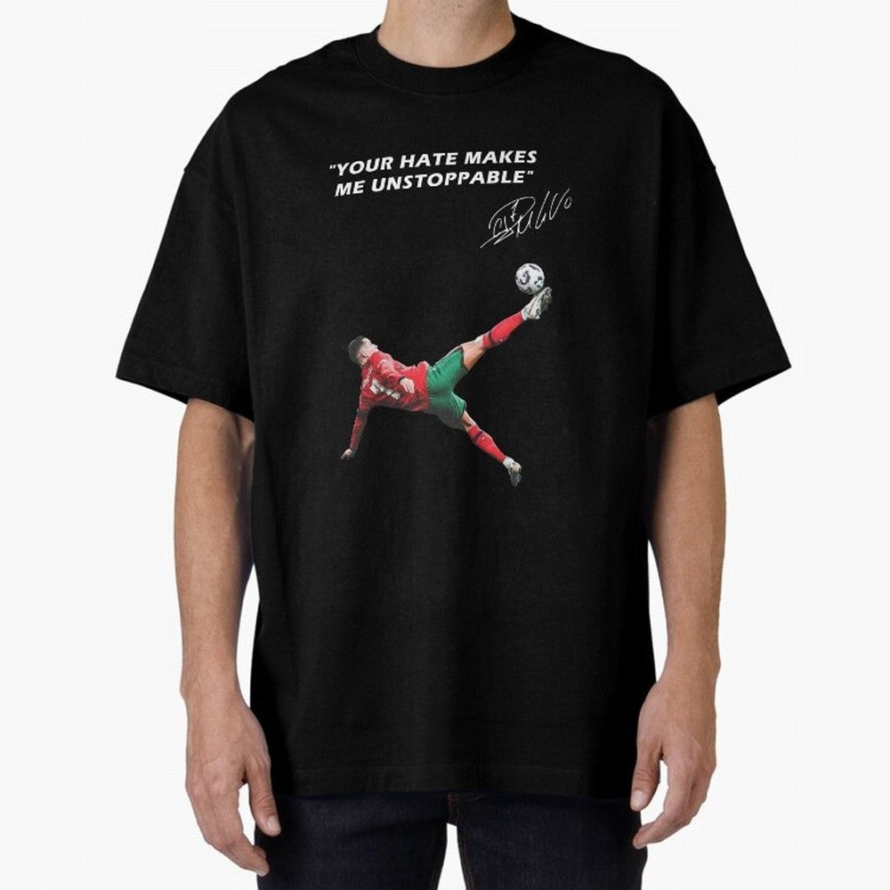 Cristiano Ronaldo Footballer Oversized T-Shirt Honor Football Greatness during FIFA World Cup 2026 USA Canada Mexico Connected to Messi and Cristiano Ronaldo, Spain and Netherlands Energy, Football Festival Excitement, Trophy Ambitions, Country