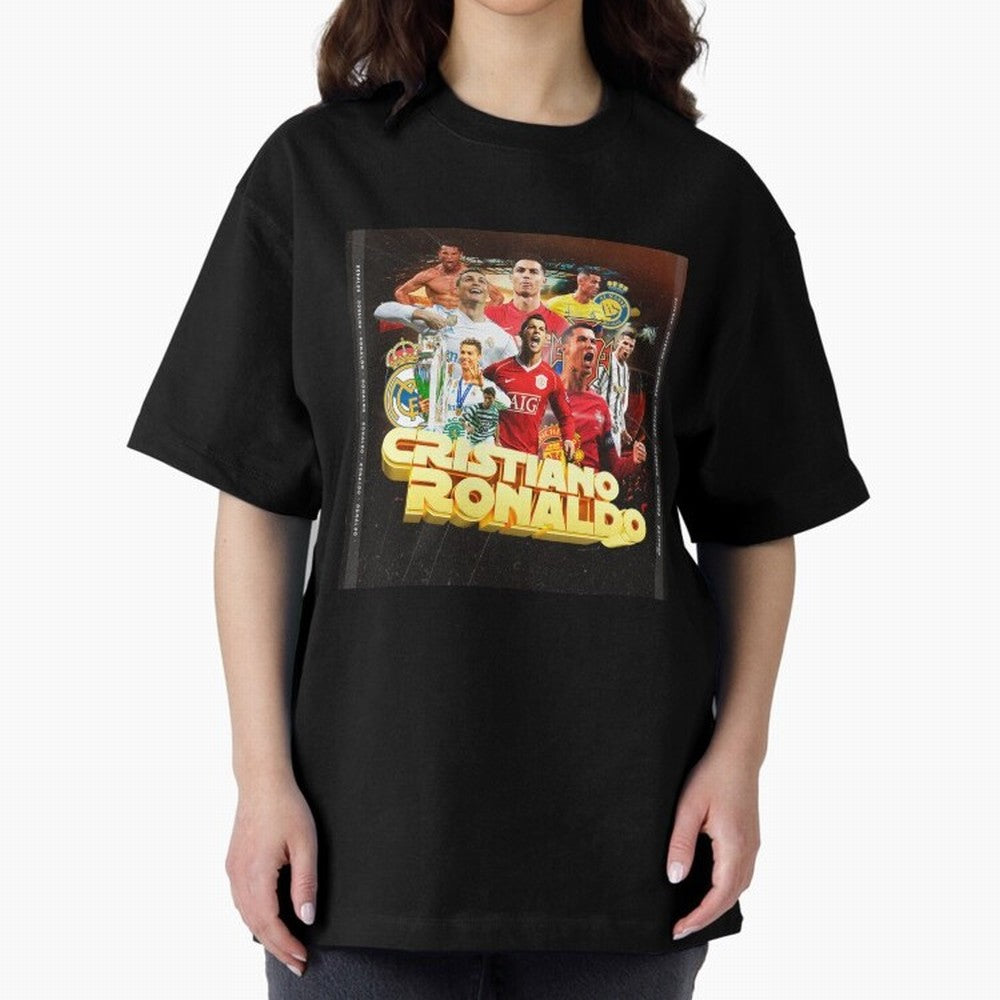 Cristiano Ronaldo Best of Career Oversized T-Shirt Make Memories around FIFA World Cup 2026 USA Canada Mexico Spirit, Driven by Portugal, Spain and Germany, Mbappe and Neymar, Championship Spirit, Famous Goals, Roaring Crowds and International