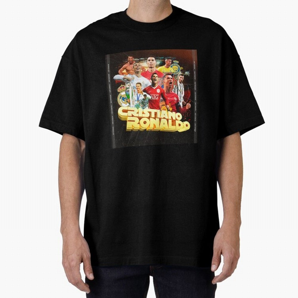 Cristiano Ronaldo Best of Career Oversized T-Shirt Make Memories around FIFA World Cup 2026 USA Canada Mexico Spirit, Driven by Portugal, Spain and Germany, Mbappe and Neymar, Championship Spirit, Famous Goals, Roaring Crowds and International