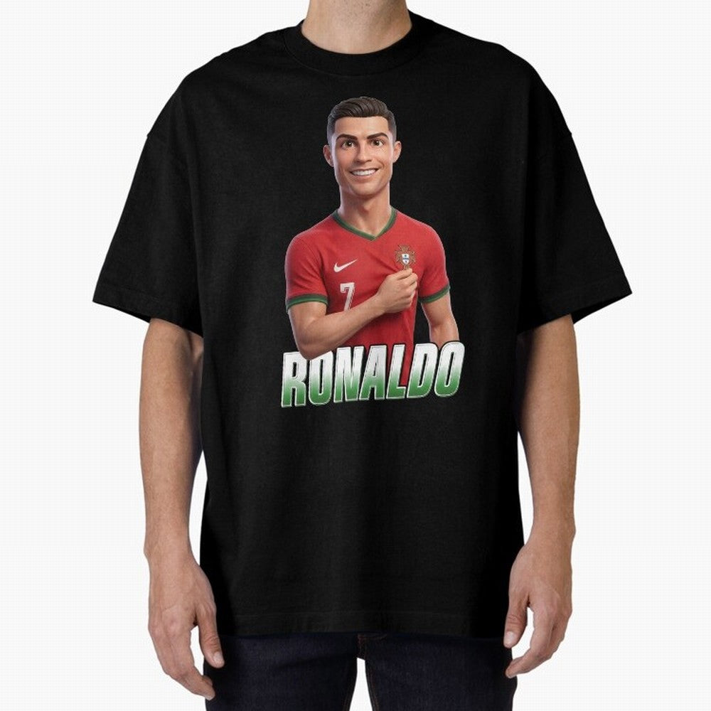 Ronaldo Oversized T-Shirt Mark FIFA World Cup 2026 Spirit, Centered on Brazil, Portugal and Argentina, Cristiano Ronaldo, Haaland and CR7, Sports Nostalgia, International Competition, Famous Players and Unforgettable Victories; Perfect for Fans,