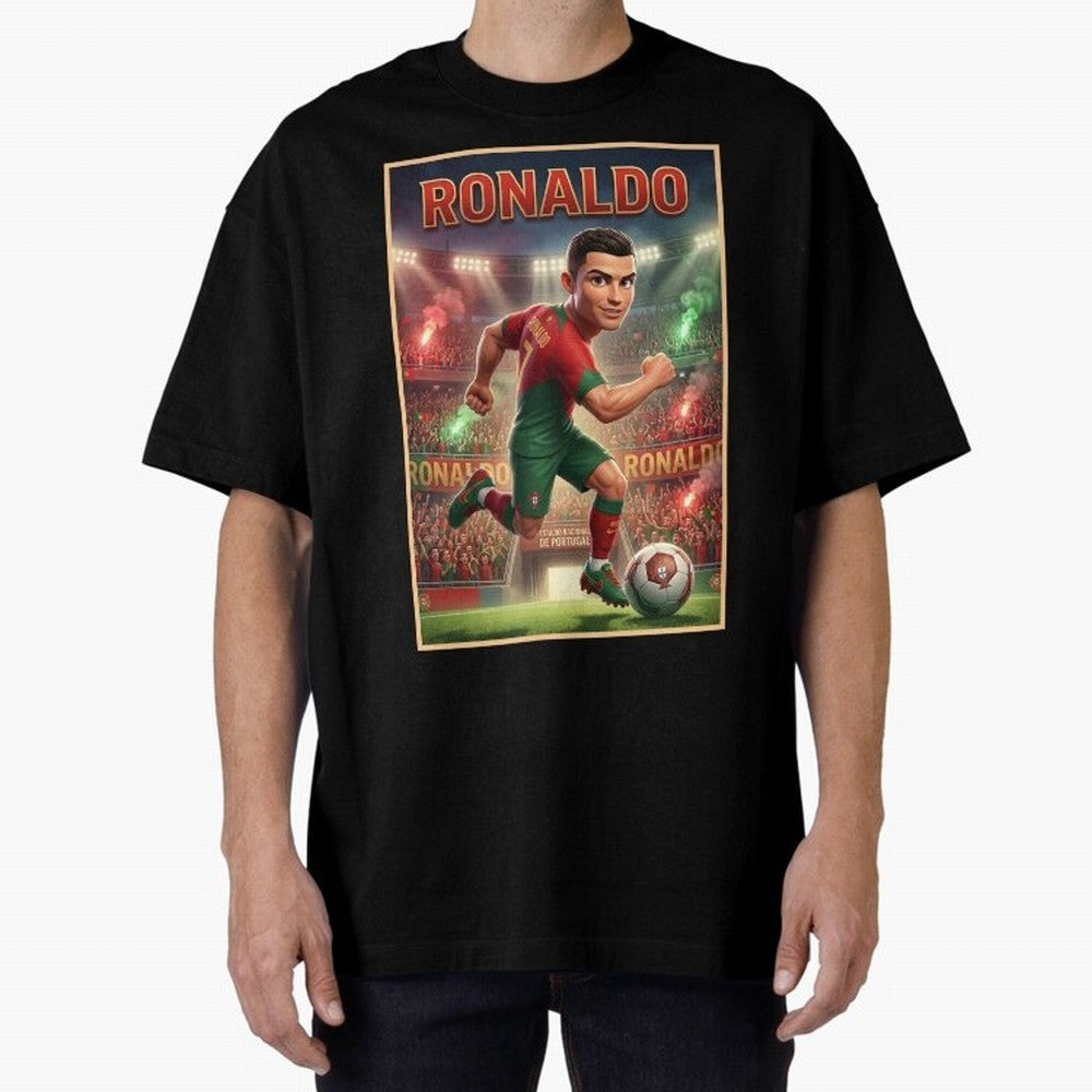 Ronaldo Oversized T-Shirt Honor Champions and Dreams in FIFA World Cup 2026 Group Stage Capturing Messi, CR7 and Mbappe, England, France and Netherlands Energy, Tournament Hype, Historic Matchups, Family Viewing Parties and Global Sports Pride;