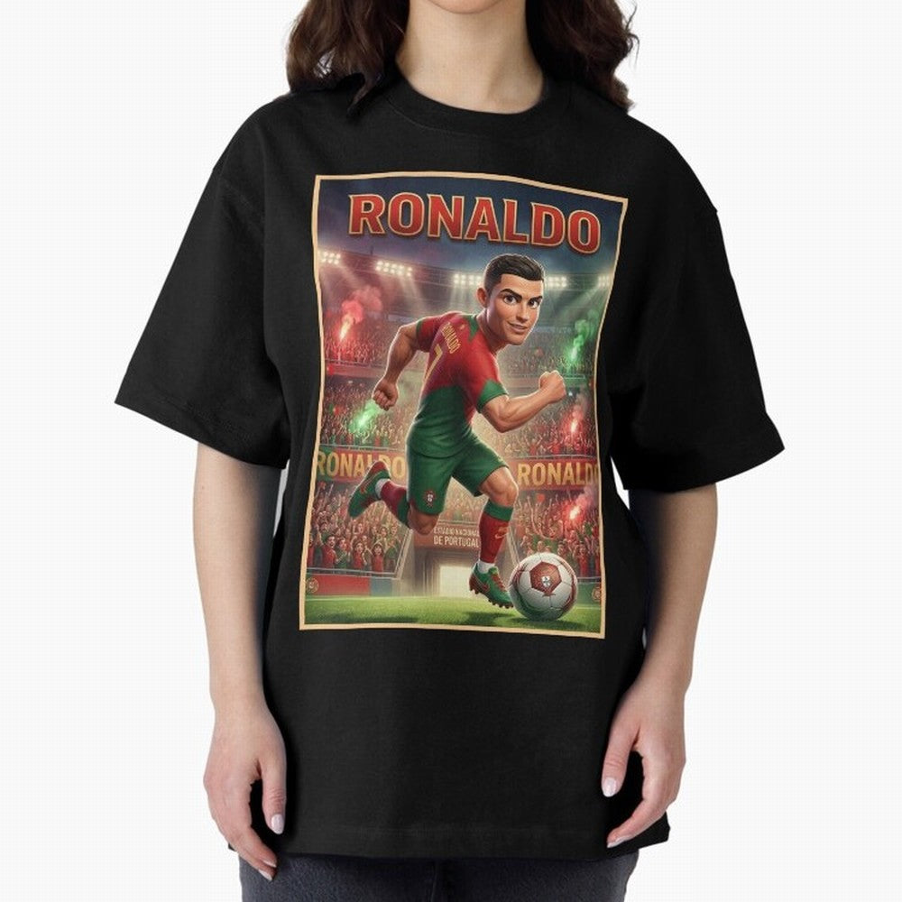 Ronaldo Oversized T-Shirt Honor Champions and Dreams in FIFA World Cup 2026 Group Stage Capturing Messi, CR7 and Mbappe, England, France and Netherlands Energy, Tournament Hype, Historic Matchups, Family Viewing Parties and Global Sports Pride;