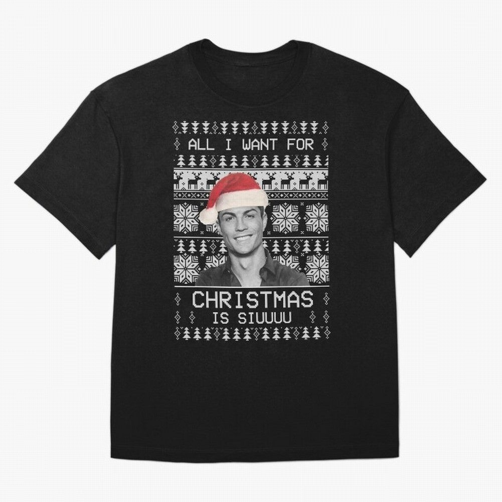 cristiano ronaldo siuuu funny christmas sweater Oversized T-Shirt Celebrate Supporters United by Global Football Passion for FIFA World Cup 2026 Group Stage, Celebrating Messi, Argentina, Fan Favorite Moments, National Team Passion, Big Match Drama
