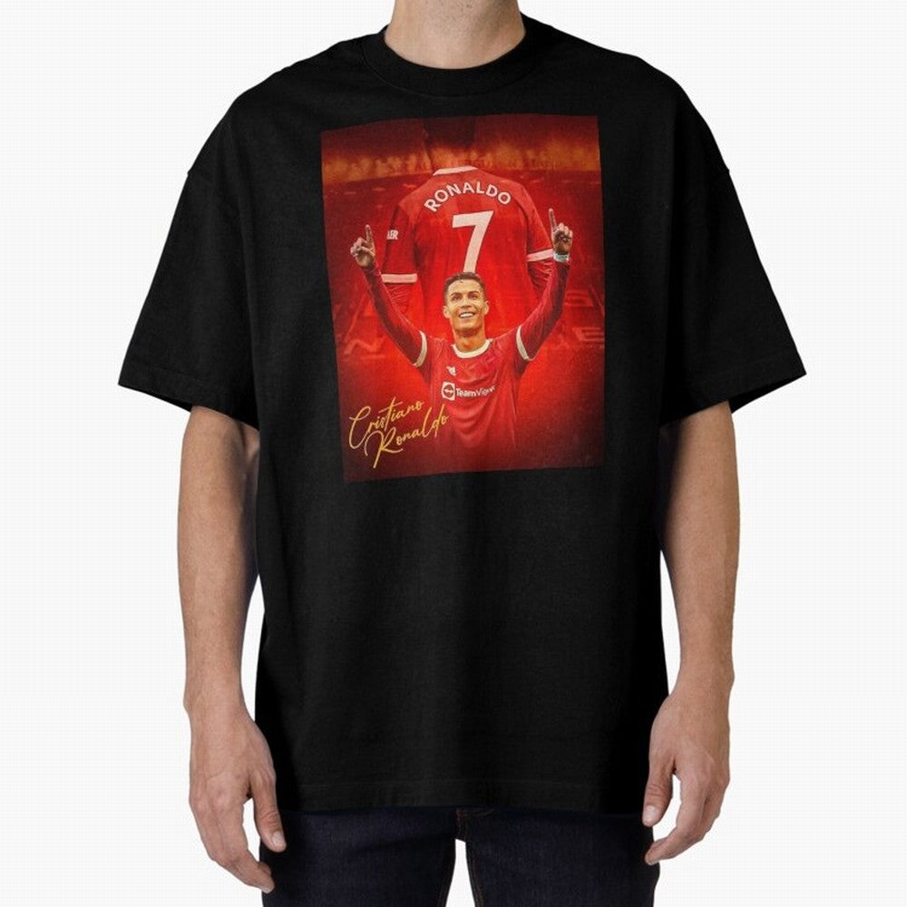 Cristiano Ronaldo Poster Oversized T-Shirt Fuel Your Fan Pride for Match Day Hype around FIFA World Cup 2026, Haaland and Mbappe, England and Germany, Football Festival Excitement, Trophy Ambitions, Country Rivalries and Star Player Buzz; Built for