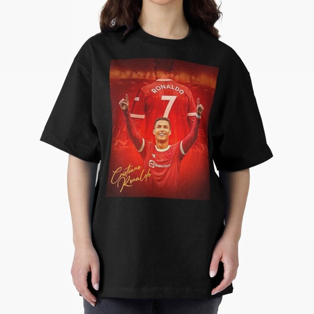 Cristiano Ronaldo Poster Oversized T-Shirt Fuel Your Fan Pride for Match Day Hype around FIFA World Cup 2026, Haaland and Mbappe, England and Germany, Football Festival Excitement, Trophy Ambitions, Country Rivalries and Star Player Buzz; Built for