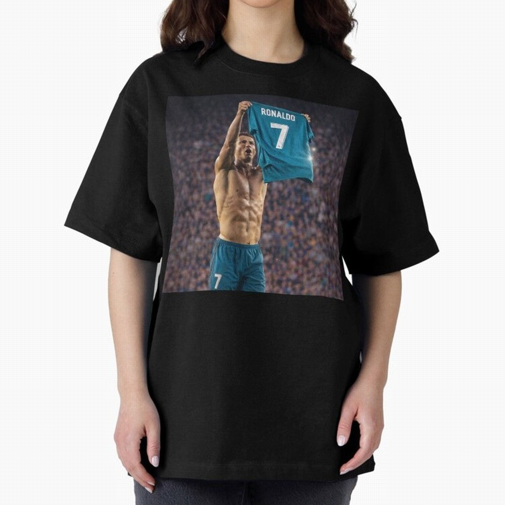 Ronaldo Holding Number Seven Shirt Oversized T-Shirt Turn Up for FIFA World Cup 2026 USA Canada Mexico Made for Haaland and Mbappe, Netherlands Energy, Match Day Excitement, Supporter Culture, Golden Goals and Global Football Passion; Perfect for