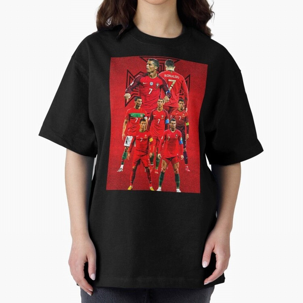 ronaldo Oversized T-Shirt Carry the Dream of Global Football Passion for FIFA World Cup 2026, Built around Messi, CR7 and Mbappe, Brazil, Championship Spirit, Famous Goals, Roaring Crowds and International Football Unity; Perfect for Fans,
