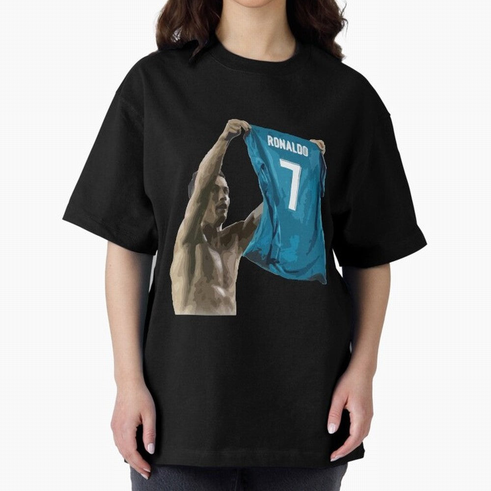 Cristiano Ronaldo celebration goal against Barcelona Oversized T-Shirt Bring Legendary Rivalry Energy to FIFA World Cup 2026 Group Stage for Fans of Cristiano Ronaldo, Haaland and CR7 and Argentina, Bringing Football Festival Excitement, Trophy