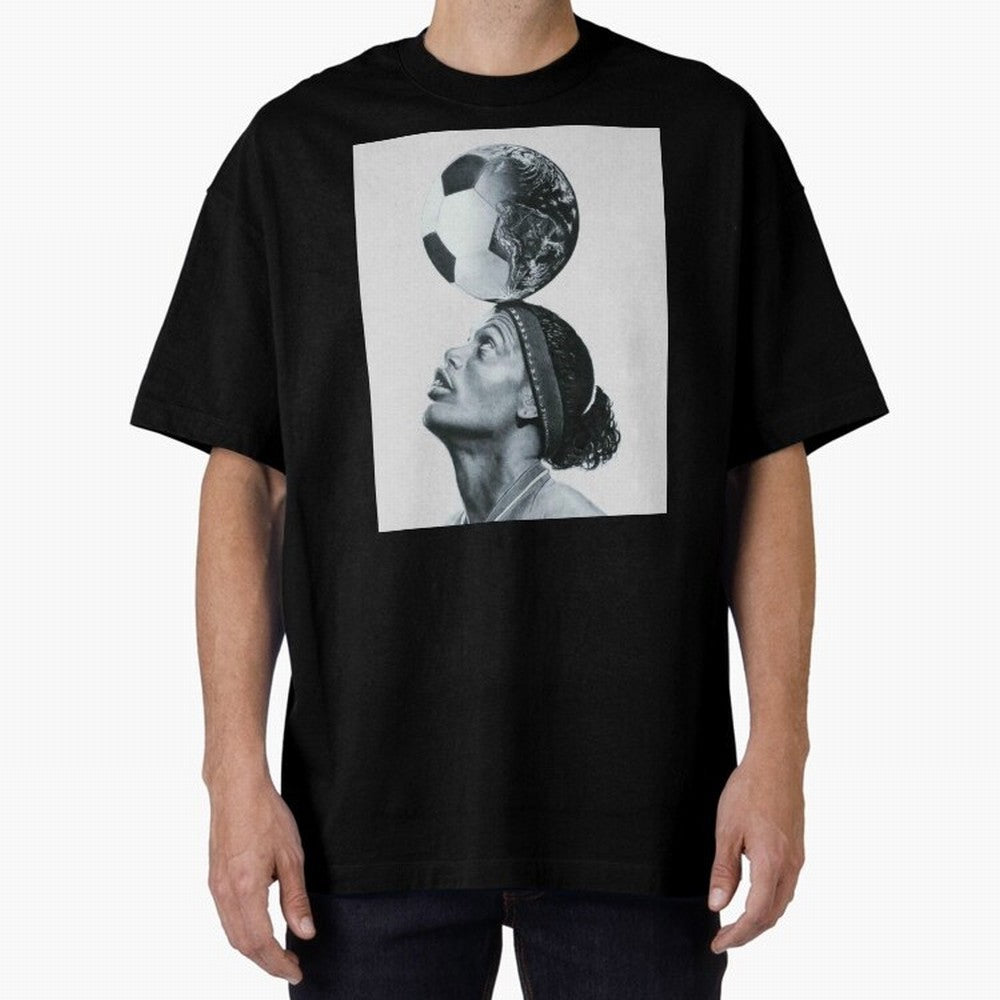 Art Ronaldinho Illustration Oversized T-Shirt Mark FIFA World Cup 2026 Group Stage Driven by Neymar, Haaland and Cristiano Ronaldo, Portugal Energy, Champion Mindset, Group Stage Buzz, Knockout Tension and Passionate Fan Culture; Created for Match
