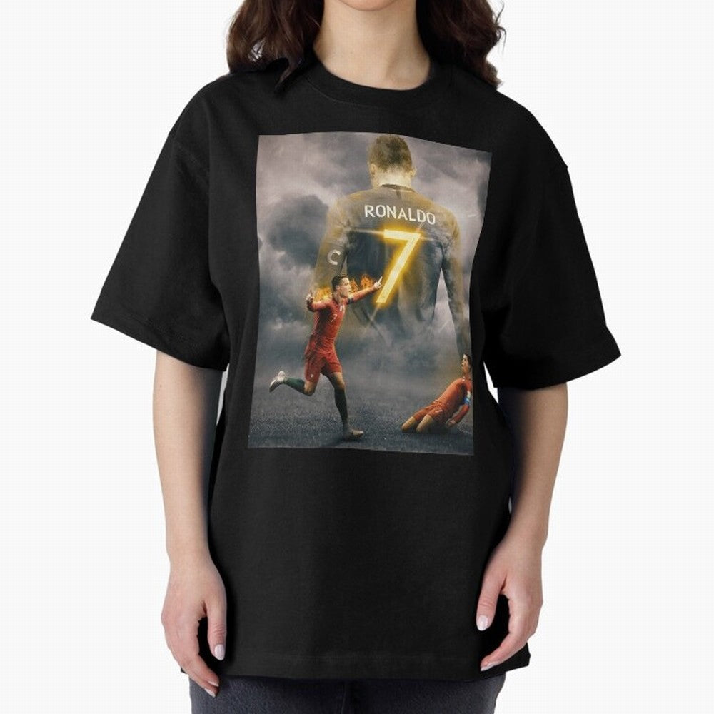 Art CR7 Wallpaper Oversized T-Shirt Bring Retro Soccer Energy to FIFA World Cup 2026 for Fans of Cristiano Ronaldo and Brazil, Portugal and Argentina, Bringing Classic Soccer Heritage, Championship Pressure, Fan Loyalty and International Pride;