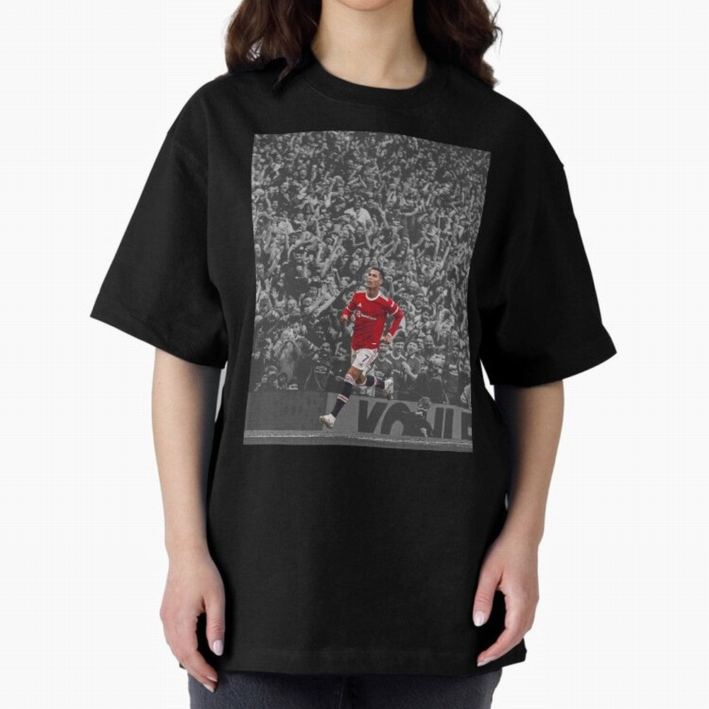 Ronaldo Cr7 Highlights Moment Manchester,Ronaldo Gifts,Ronaldo Cover,Ronaldo Prints Oversized T-Shirt Show Your Love for FIFA World Cup 2026 USA Canada Mexico Spirit, Highlighting Spain, Messi, CR7 and Mbappe, Stadium Chants, National Pride, Trophy