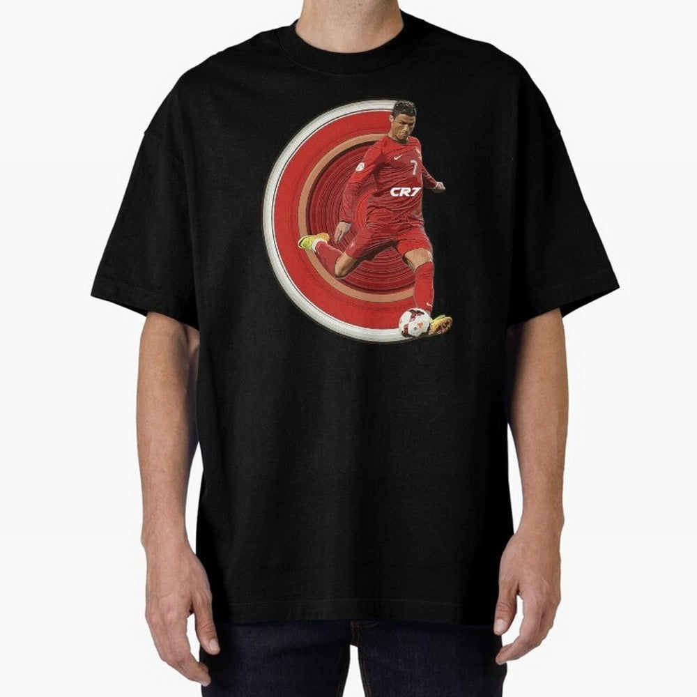 Cristiano Ronaldo Circular Pixel Art Oversized T-Shirt Unlock FIFA World Cup 2026 Driven by Messi, Neymar and Mbappe, Spain Energy, Worldwide Fan Energy, Dramatic Goals, Stadium Lights and Championship Celebrations; Ideal for Football Dads,