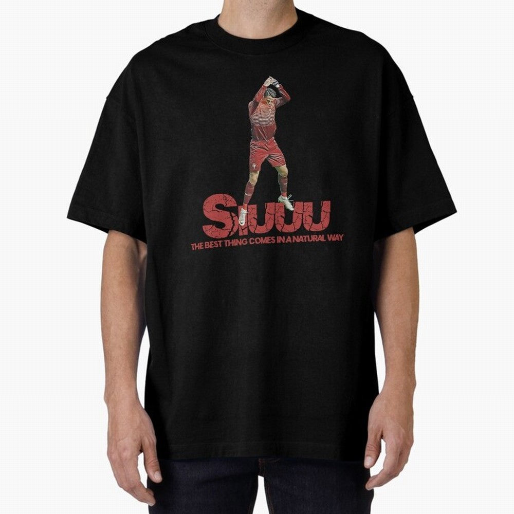 Cr7 Ronaldo Siuuu Oversized T-Shirt Capture the FIFA World Cup 2026 Group Stage Journey through Mbappe and Neymar Highlights, France and Portugal Pride, Vintage Soccer Flavor, Modern Football Stars, National Flags and Final Night Emotion; Ideal for