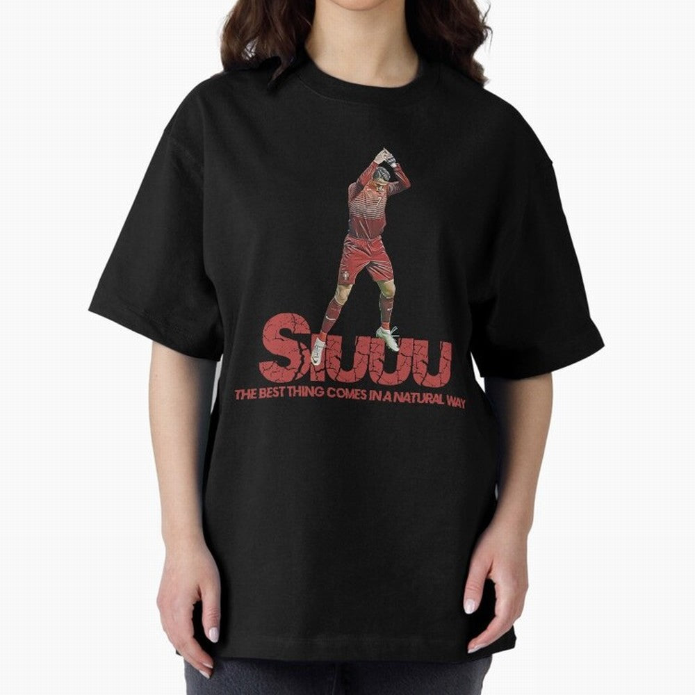 Cr7 Ronaldo Siuuu Oversized T-Shirt Capture the FIFA World Cup 2026 Group Stage Journey through Mbappe and Neymar Highlights, France and Portugal Pride, Vintage Soccer Flavor, Modern Football Stars, National Flags and Final Night Emotion; Ideal for