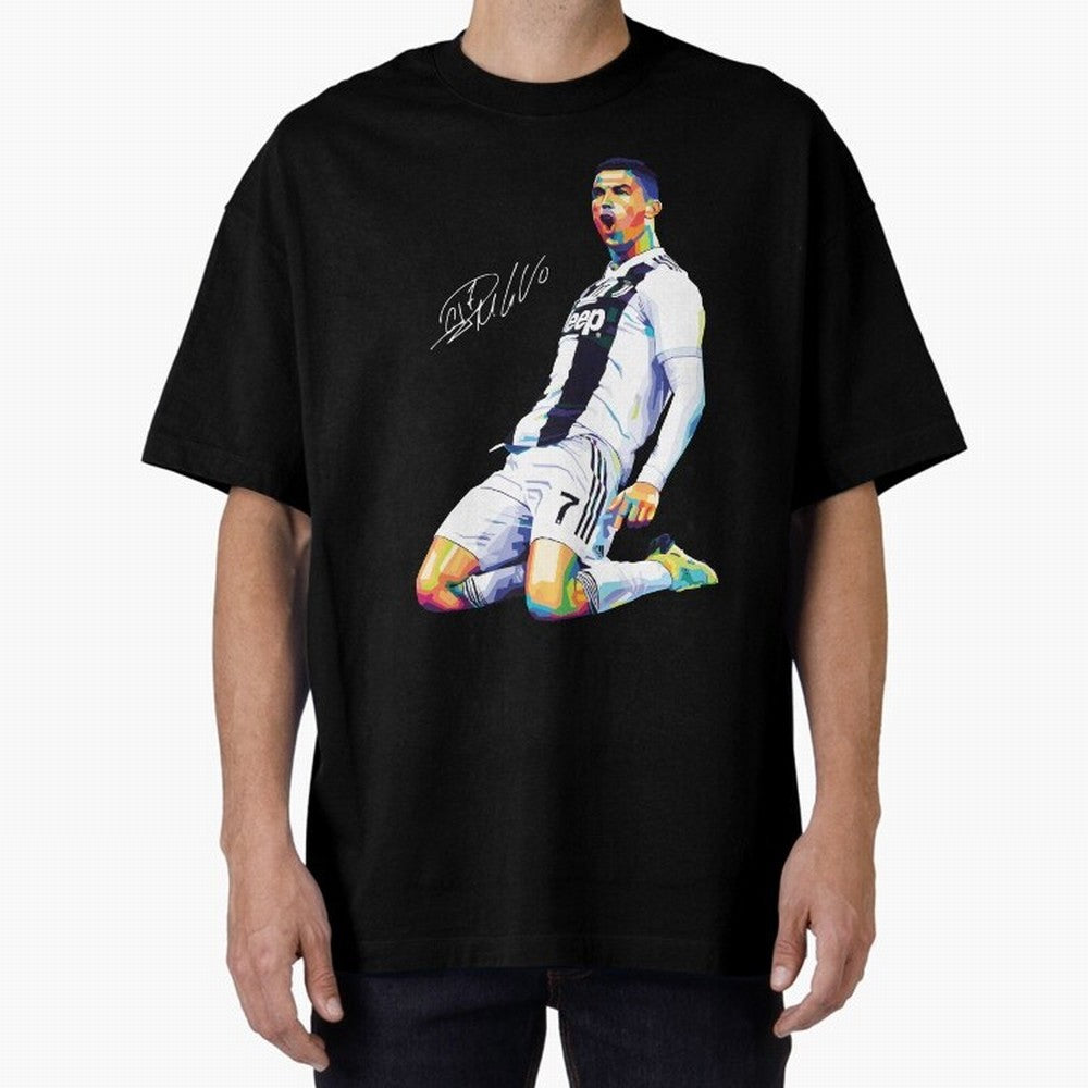 C Ronaldo Wpap Pop Art Oversized T-Shirt Carry the Dream of Global Football Passion for FIFA World Cup 2026, Featuring Messi and Cristiano Ronaldo, England, France and Netherlands, Global Supporter Spirit, Legendary Goals, National Colors and