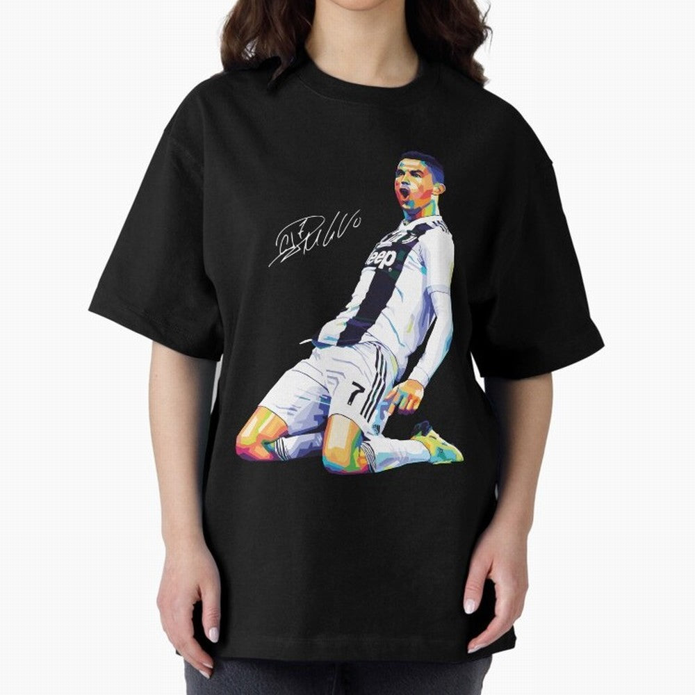 C Ronaldo Wpap Pop Art Oversized T-Shirt Carry the Dream of Global Football Passion for FIFA World Cup 2026, Featuring Messi and Cristiano Ronaldo, England, France and Netherlands, Global Supporter Spirit, Legendary Goals, National Colors and