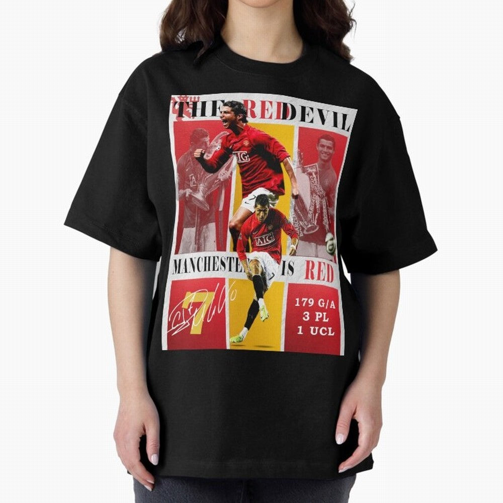 Cristiano Ronaldo 2008 Manchester United Poster Oversized T-Shirt Spotlight FIFA World Cup 2026 Group Stage with Haaland, Netherlands Energy, Retro Football Energy, Iconic Rivalries, Trophy Chase Drama and Stadium Atmosphere; Built for Supporters