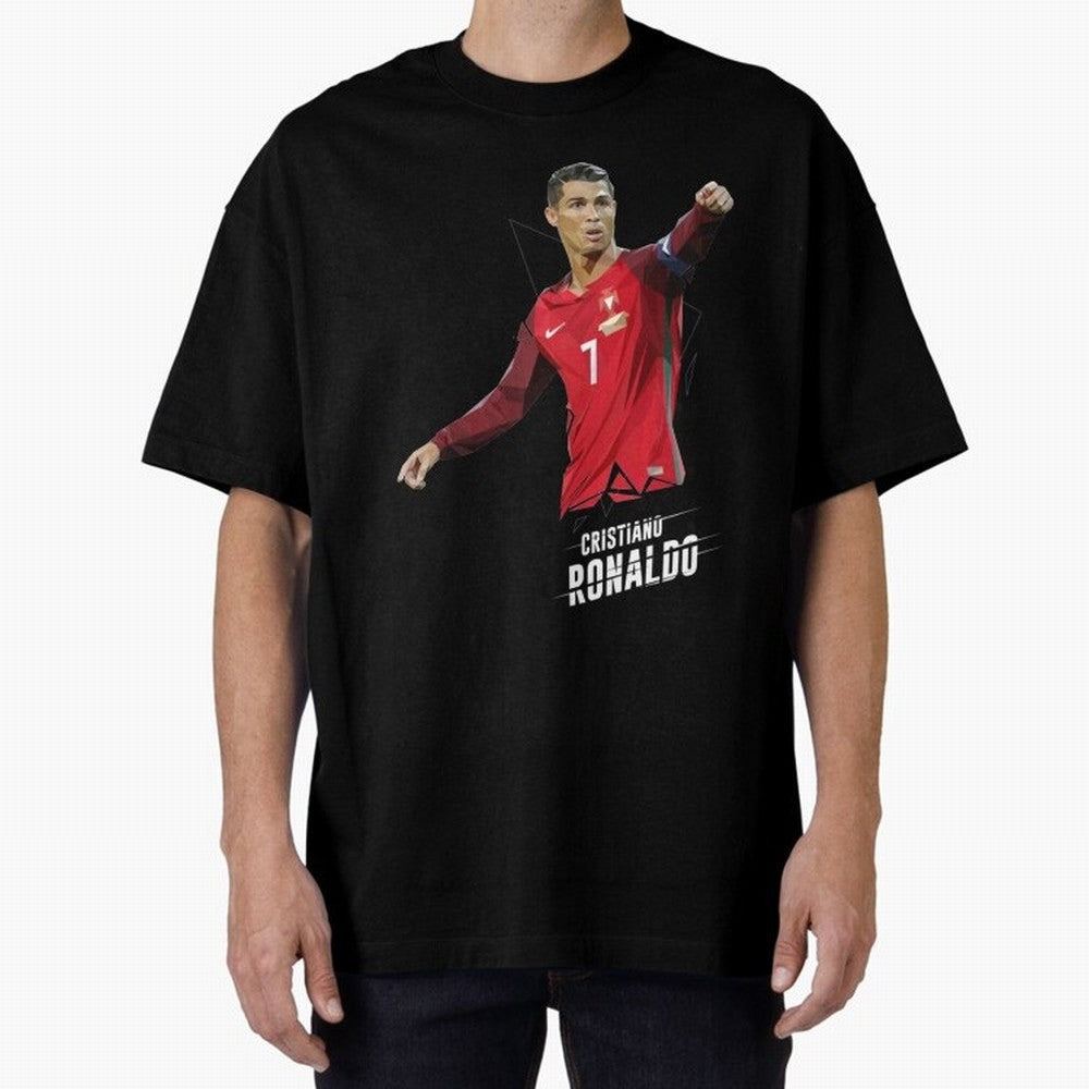 Ronaldo Cristiano Ronaldo Lowpoly Art Oversized T-Shirt Join FIFA World Cup 2026 USA Canada Mexico Highlighting Mbappe, France Energy, Soccer Culture, Superstar Moments, National Team Dreams and Competitive Fire; Built for Supporters Chasing Trophy