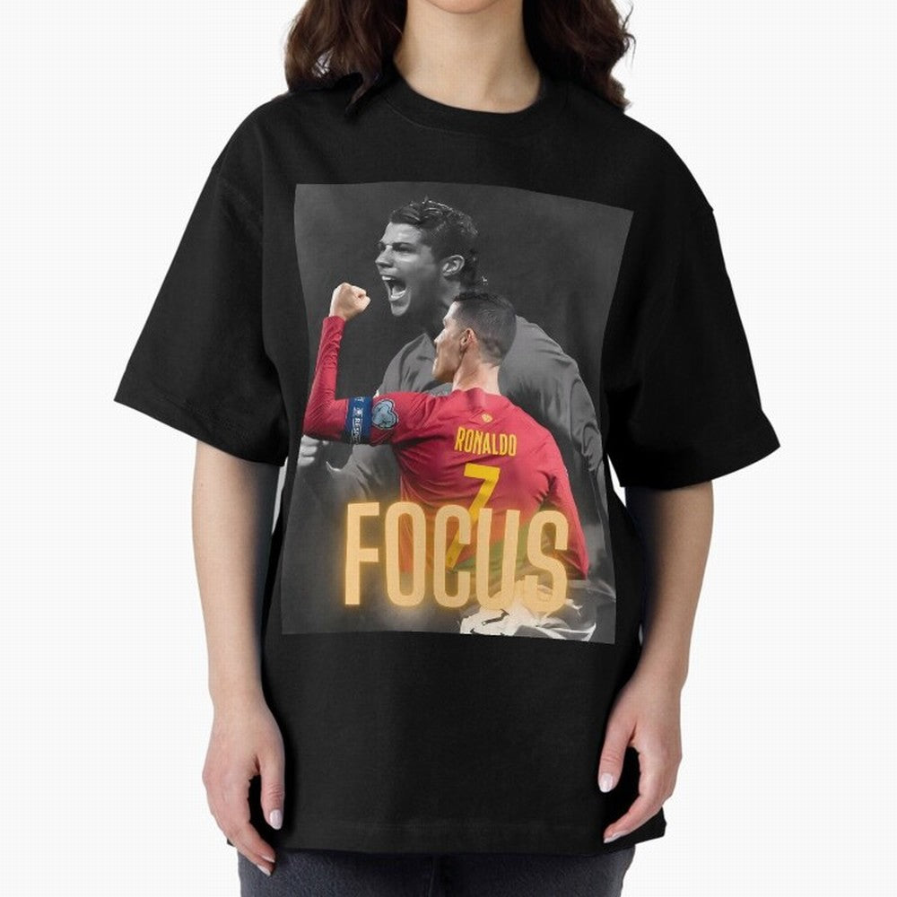 Focus With CR7 Oversized T-Shirt Celebrate the Stars of FIFA World Cup 2026 Group Stage for Fans of Neymar and Germany, Bringing Goal Celebration Energy, Supporter Heritage, Football Icons and Worldwide Tournament Joy; Perfect for People Who Love
