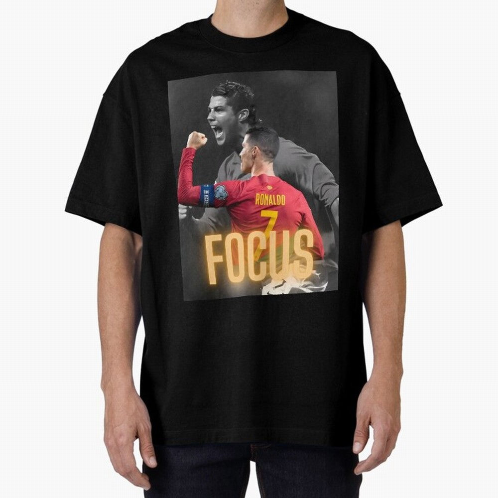 Focus With CR7 Oversized T-Shirt Celebrate the Stars of FIFA World Cup 2026 Group Stage for Fans of Neymar and Germany, Bringing Goal Celebration Energy, Supporter Heritage, Football Icons and Worldwide Tournament Joy; Perfect for People Who Love