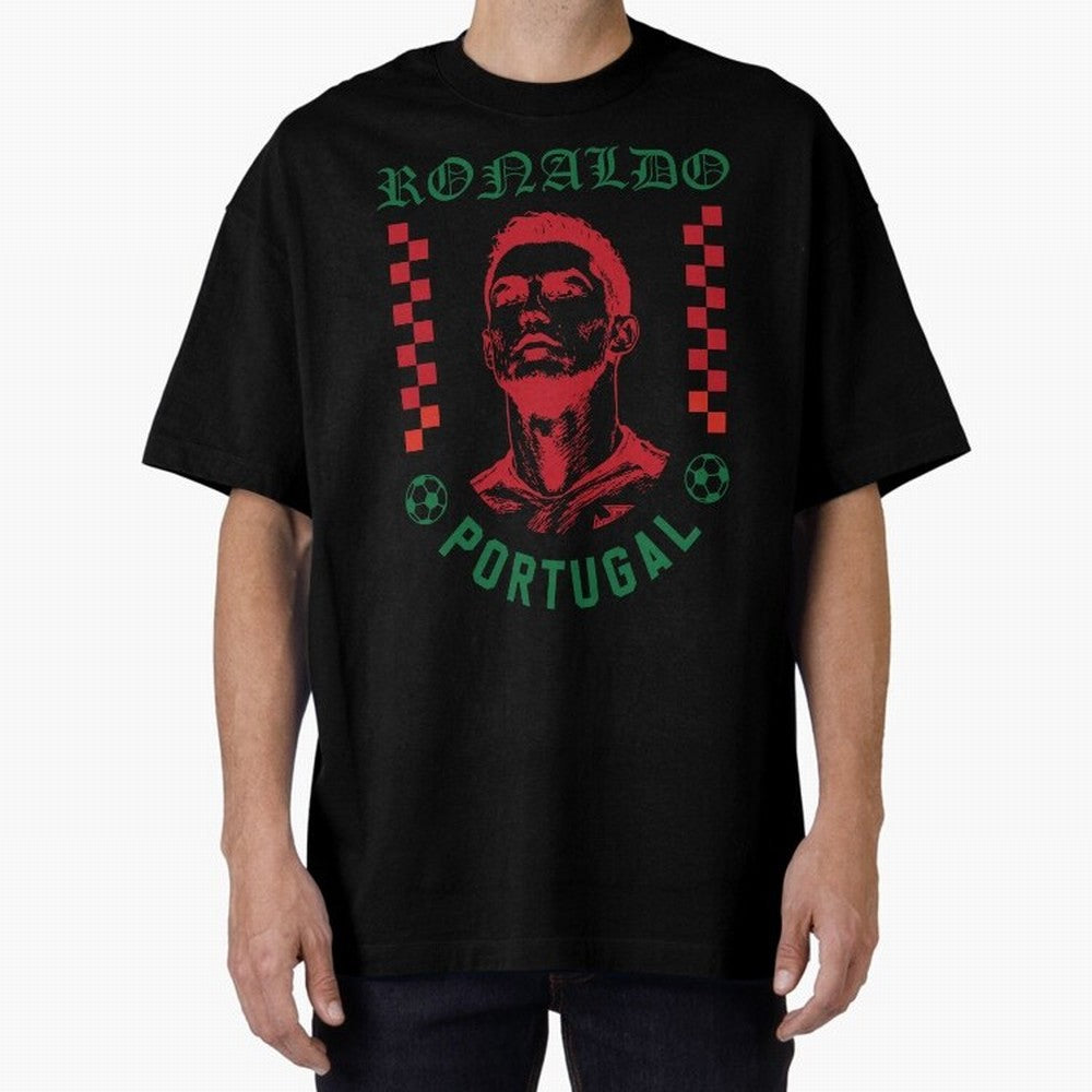 Cristiano Ronaldo Portugal Football Design World Cup Fan Art GOAT Soccer Oversized T-Shirt Fuel Your Fan Pride for Global Football Passion for FIFA World Cup 2026 USA Canada Mexico, with Messi, Neymar and Mbappe, Argentina, France and Brazil, Match