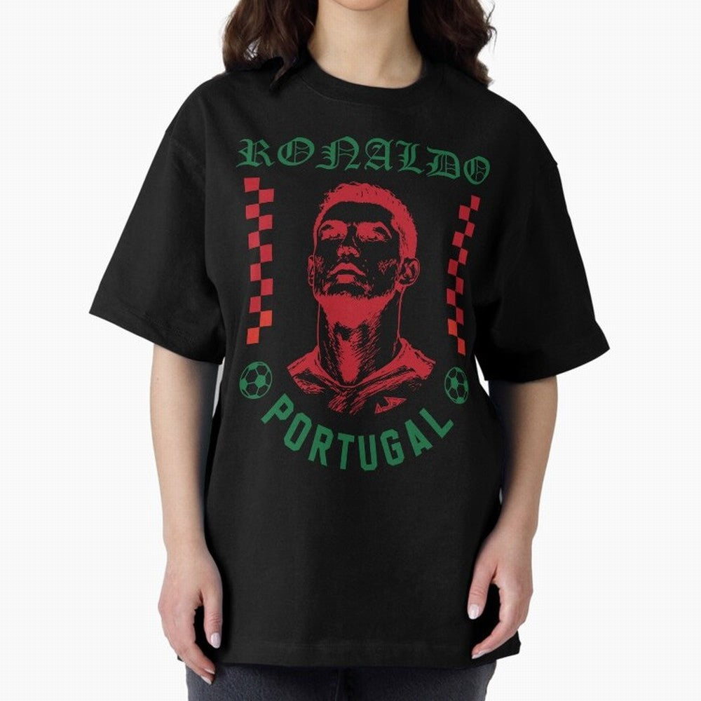 Cristiano Ronaldo Portugal Football Design World Cup Fan Art GOAT Soccer Oversized T-Shirt Fuel Your Fan Pride for Global Football Passion for FIFA World Cup 2026 USA Canada Mexico, with Messi, Neymar and Mbappe, Argentina, France and Brazil, Match