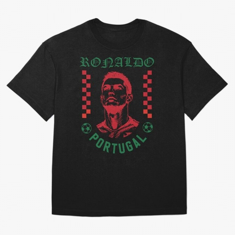 Cristiano Ronaldo Portugal Football Design World Cup Fan Art GOAT Soccer Oversized T-Shirt Fuel Your Fan Pride for Global Football Passion for FIFA World Cup 2026 USA Canada Mexico, with Messi, Neymar and Mbappe, Argentina, France and Brazil, Match