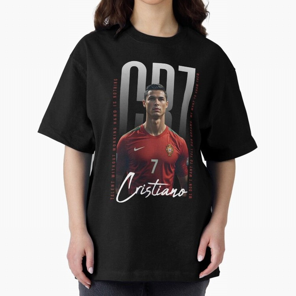 Cristiano Ronaldo Oversized T-Shirt Celebrate Classic Football Spirit in FIFA World Cup 2026 Built around Cristiano Ronaldo, Argentina and Brazil Energy, Vintage Soccer Flavor, Modern Football Stars, National Flags and Final Night Emotion; Great