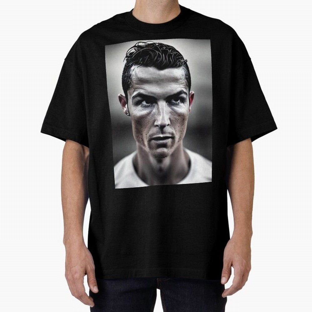 Cristiano Ronaldo Portrait Oversized T-Shirt Make Every Kick Count in FIFA World Cup 2026 for Fans of Haaland and Mbappe and Brazil, Bringing Champion Mindset, Group Stage Buzz, Knockout Tension and Passionate Fan Culture; Created for Match Day
