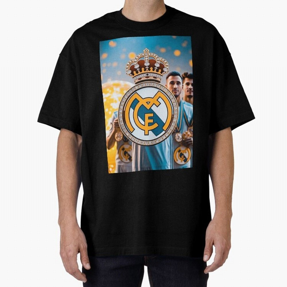 El Medall¨®n Del Real Madrid Oversized T-Shirt Elevate Global Football Passion for FIFA World Cup 2026 Group Stage, Made for Messi, England, France and Netherlands, Stadium Memories, Football Loyalty, International Chants and Championship