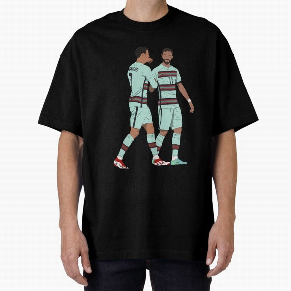 Cristiano Ronaldo & Bruno Fernandes Portugal Oversized T-Shirt Share the Excitement of Global Football Passion for FIFA World Cup 2026, Celebrating Neymar, Spain, Vintage Soccer Flavor, Modern Football Stars, National Flags and Final Night Emotion;