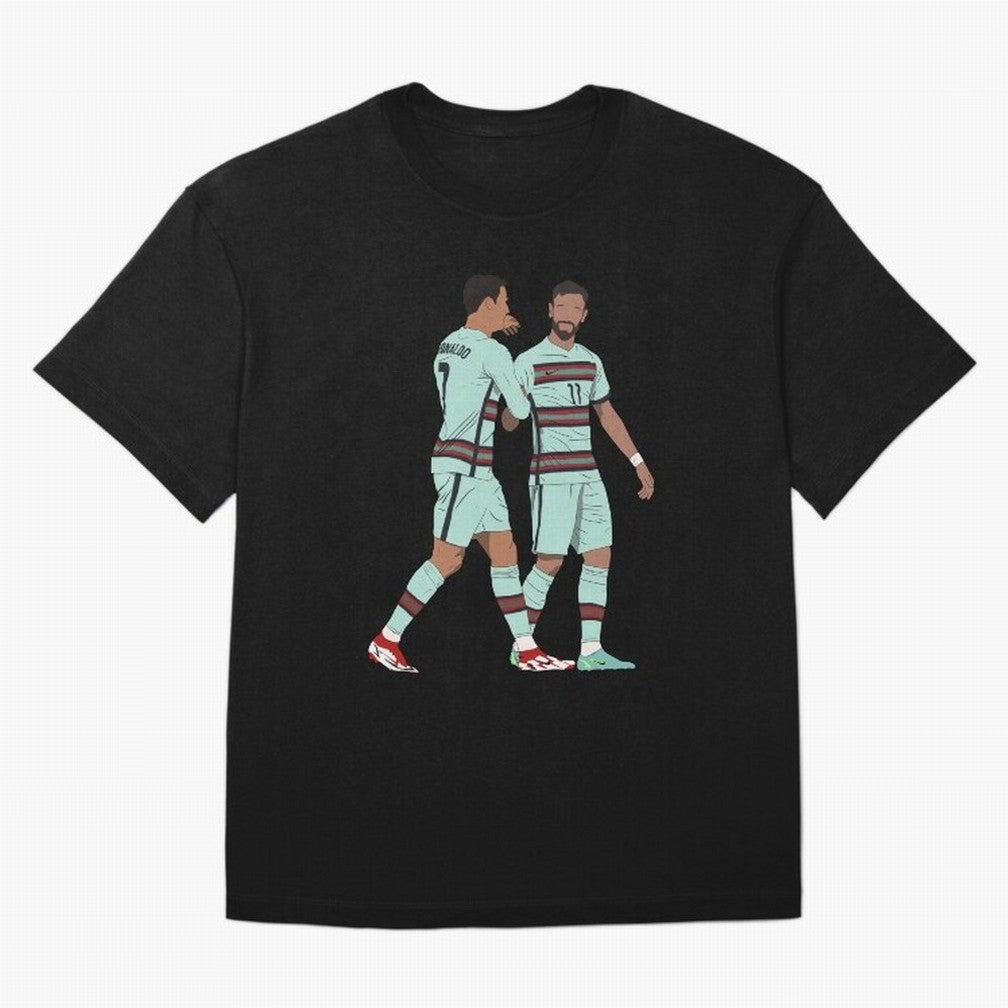 Cristiano Ronaldo & Bruno Fernandes Portugal Oversized T-Shirt Share the Excitement of Global Football Passion for FIFA World Cup 2026, Celebrating Neymar, Spain, Vintage Soccer Flavor, Modern Football Stars, National Flags and Final Night Emotion;