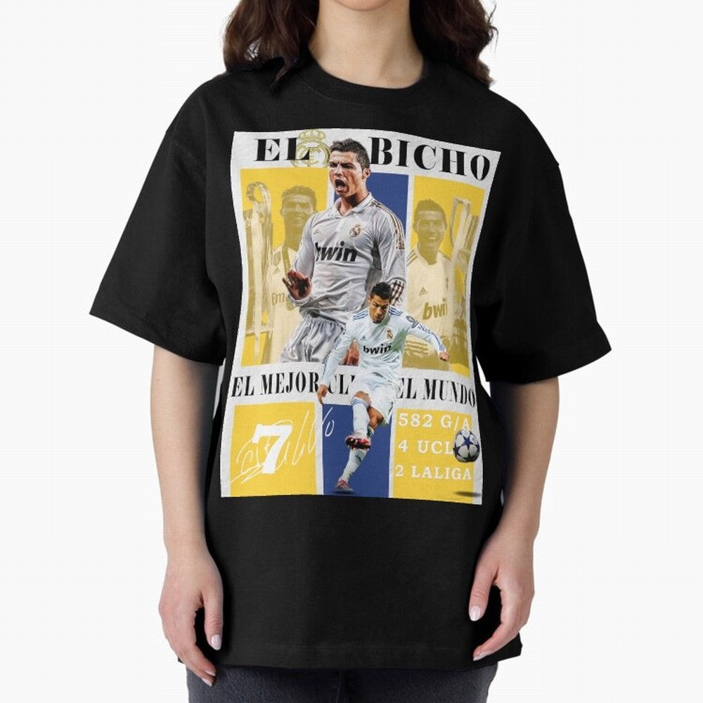 Cristiano Ronaldo Real Madrid Wall Art Oversized T-Shirt Create Match Day Hype around FIFA World Cup 2026 Group Stage, Messi, Germany, Goal Celebration Energy, Supporter Heritage, Football Icons and Worldwide Tournament Joy; Built for Supporters