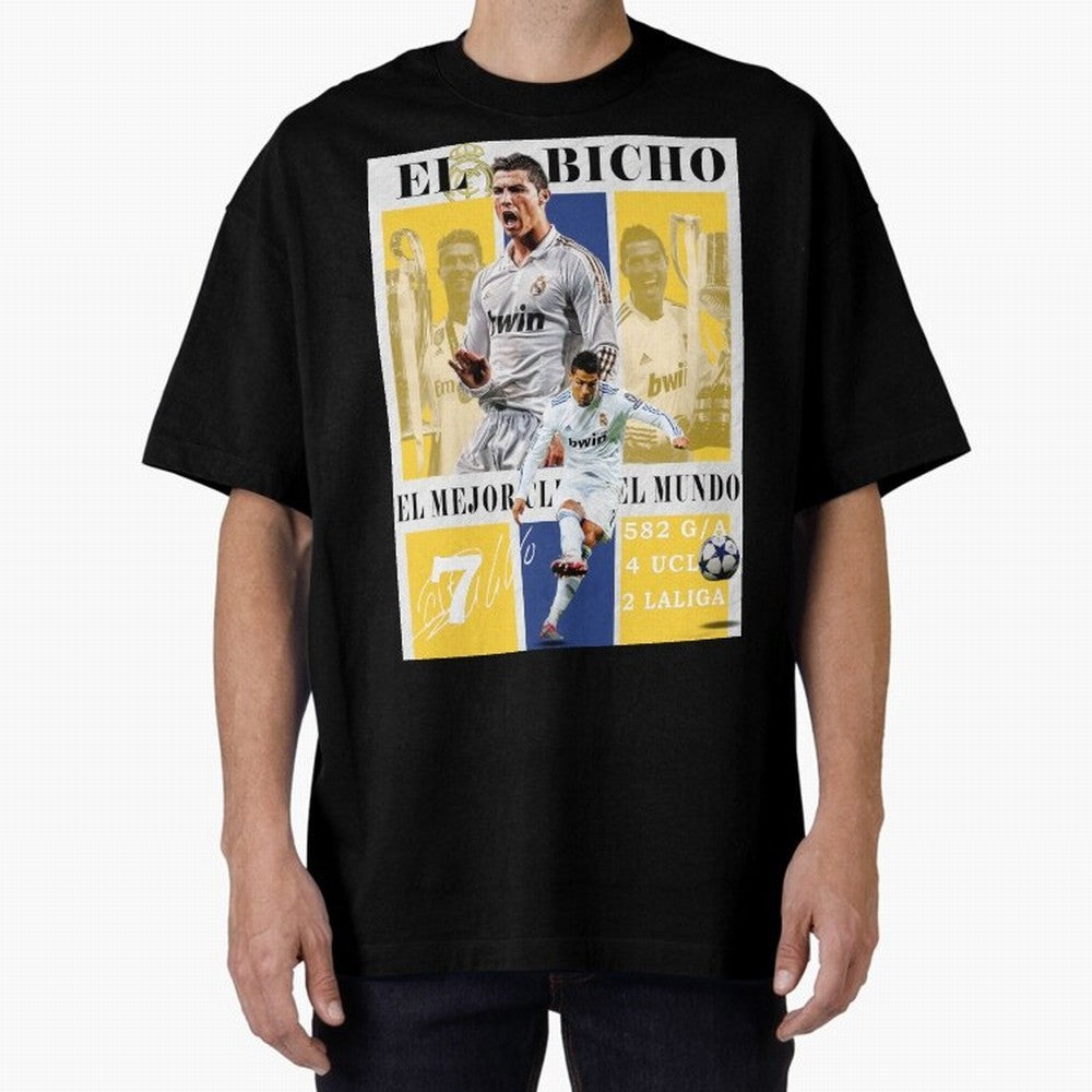 Cristiano Ronaldo Real Madrid Wall Art Oversized T-Shirt Create Match Day Hype around FIFA World Cup 2026 Group Stage, Messi, Germany, Goal Celebration Energy, Supporter Heritage, Football Icons and Worldwide Tournament Joy; Built for Supporters