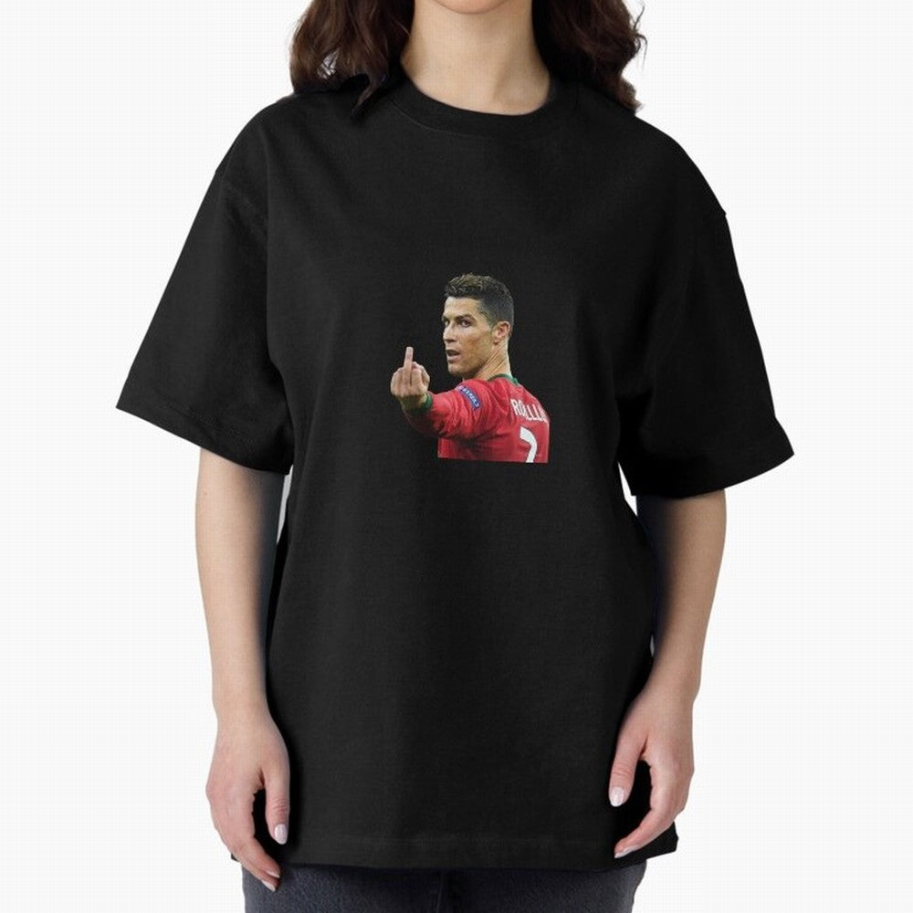 Cristiano ronaldo showing middle finger Oversized T-Shirt Show Passion for the Stars of Global Football Passion for FIFA World Cup 2026 Group Stage, Capturing CR7, Argentina and Brazil, Goal Celebration Energy, Supporter Heritage, Football Icons