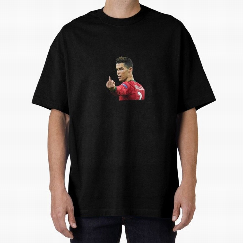 Cristiano ronaldo showing middle finger Oversized T-Shirt Show Passion for the Stars of Global Football Passion for FIFA World Cup 2026 Group Stage, Capturing CR7, Argentina and Brazil, Goal Celebration Energy, Supporter Heritage, Football Icons