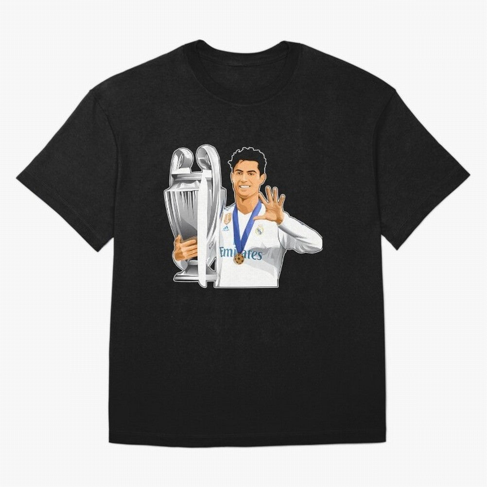 Ronaldo Throphy Oversized T-Shirt Support Iconic Players in the FIFA World Cup 2026 USA Canada Mexico Journey through Mbappe and Neymar Highlights, England and Germany Pride, Retro Football Energy, Iconic Rivalries, Trophy Chase Drama and Stadium